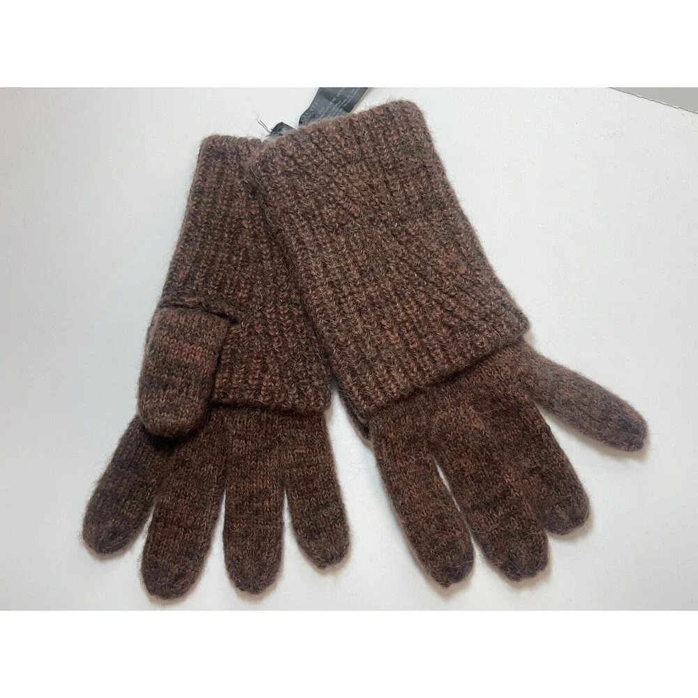 Allsaints Cardigan Cuff Gloves In 2 Tone Brown New